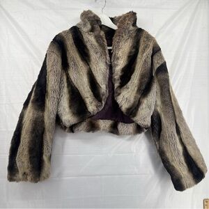 Baby Phat Striped Faux Fur Teddy Jacket